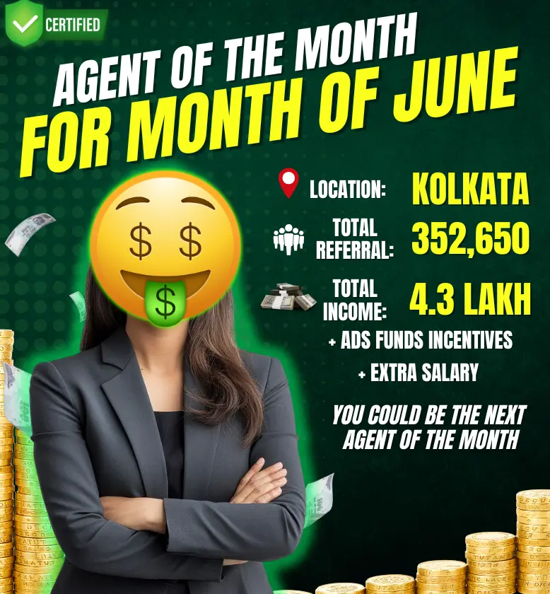 Top-performing YONO Agent of the Month for June 2025 from Kolkata, earning ₹4.3 Lakh with 352,650 successful referrals through the YONO Network.